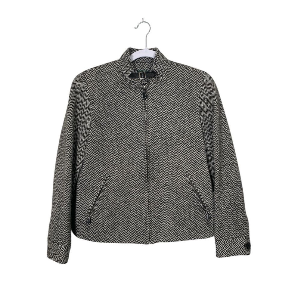 Lauren Ralph Lauren Petite Wool Alpaca Herringbone Zip Jacket Women's Size 2P